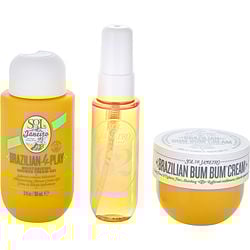 Bum Bum Jet Set: Brazilian Bum Bum Cream 1.7oz + Brazilian 4 Play Moisturizing Shower Cream-gel 3oz & Brazilian Crush Cheirosa 62 Hair & Body Mist 1oz