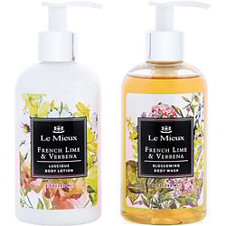 French Lime And Verbena Body Essentials Set: Body Lotion 8oz + Body Wash 8oz --2pcs