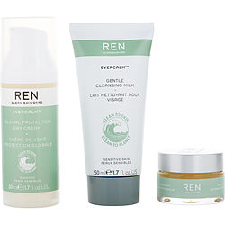 Evercalm Sensitive Skin Heroes Trio: Gentle Cleansing Milk 50ml + Global Protection Day Cream 50ml + Overnight Recovery Balm 15ml --3pcs