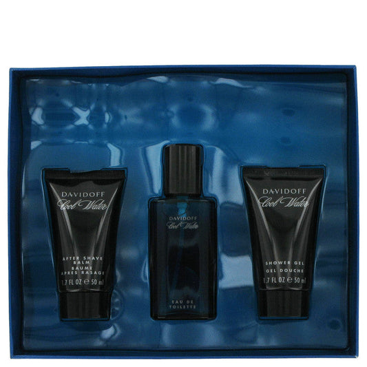 Cool Water by Davidoff Gift Set -- 1.4 oz Eau De Toilette Spray +1.7 oz After Shave Balm+ 1.7 oz Shower Gel for Men